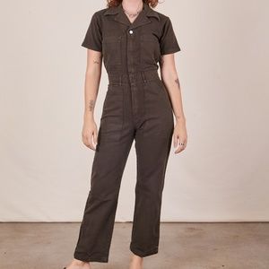 Big Bud Press Short Sleeve Jumpsuit Espresso Brown Small